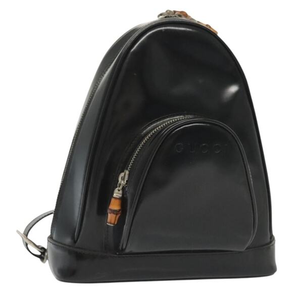 GUCCI Bamboo Body Bag Patent Leather Black Silver 003 3444 003 3444 - Picture 1 of 13